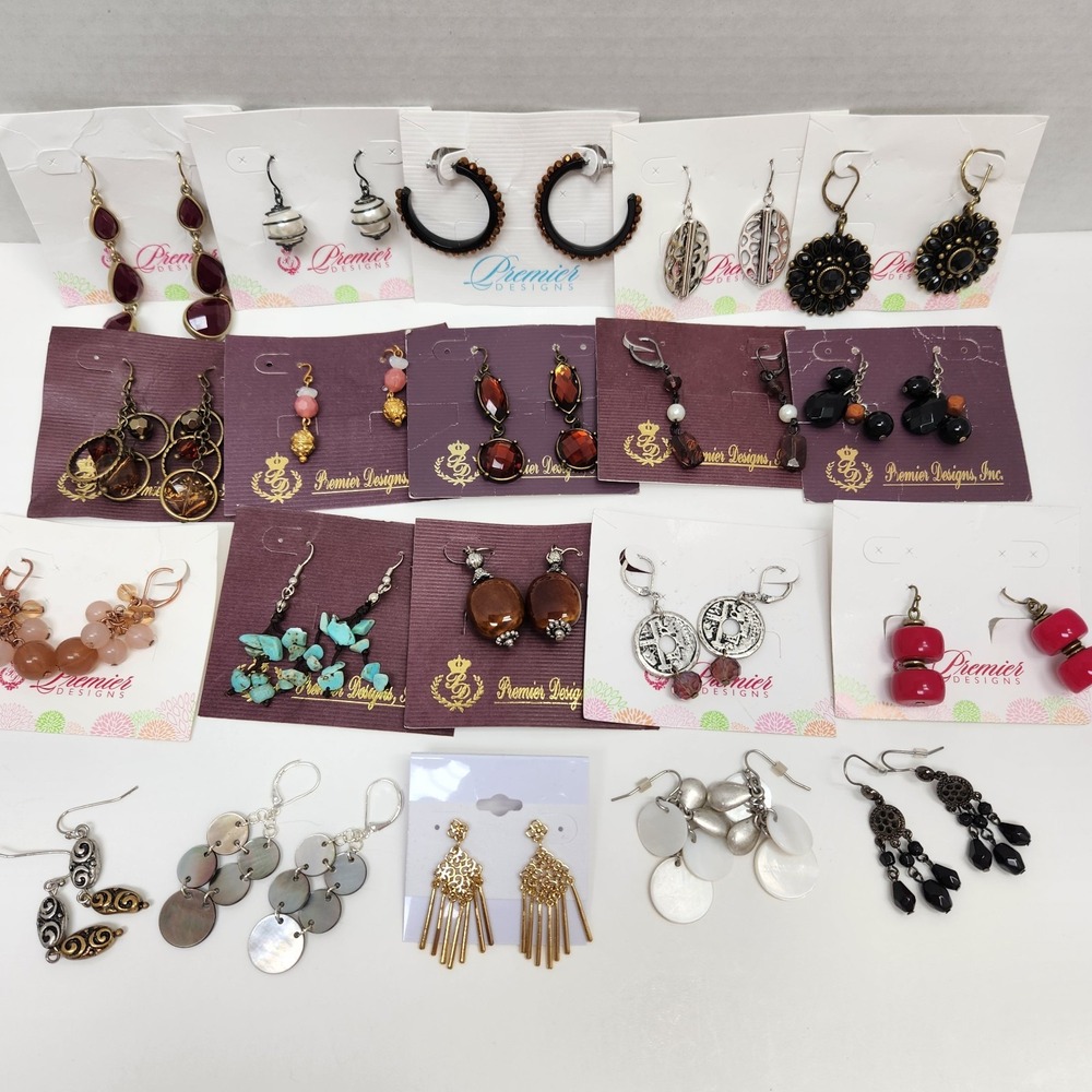 Lot Of 20 Premier Designs New Old Stock Earrings Boho Fashion Glamorous Costume